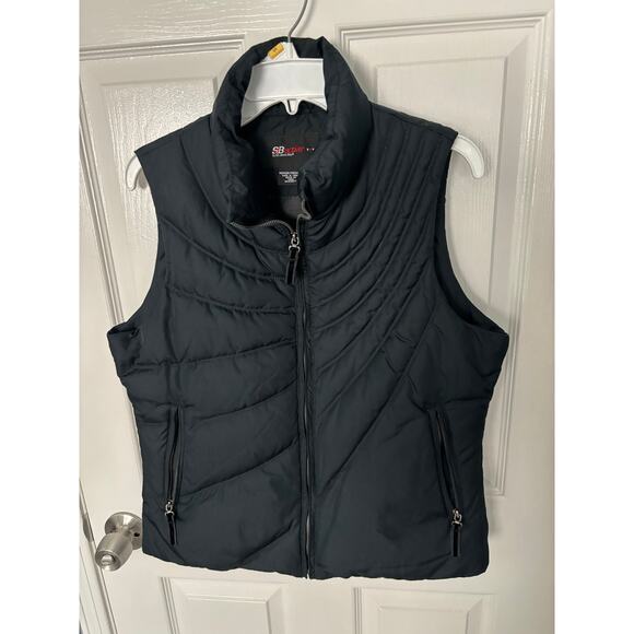 Women’s Black down filled vest with silver details. Size M - Picture 1 of 5